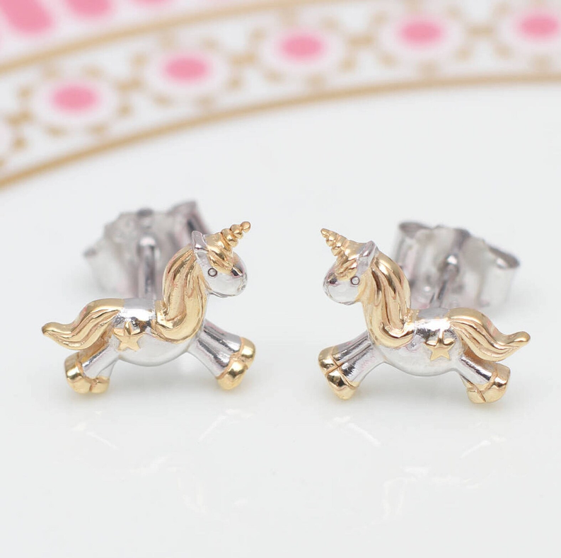 S925 Gold Vermeil Unicorn Ear Studs