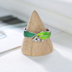 S925 Sterling Silver Leaf Ring Enamel Painted