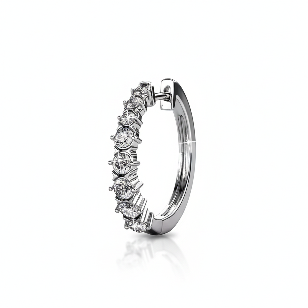 Huggie Hoop White Gold Plated Earrings embellished with Swarovski® Crystal