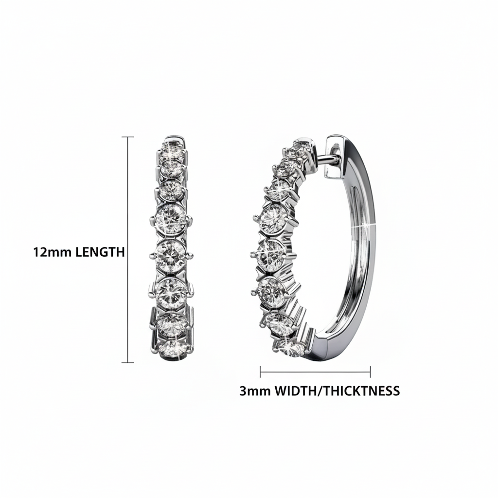 Huggie Hoop White Gold Plated Earrings embellished with Swarovski® Crystal