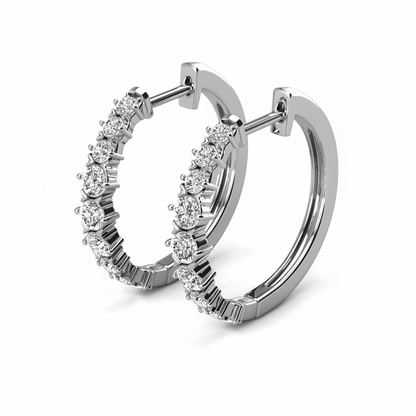Huggie Hoop White Gold Plated Earrings embellished with Swarovski® Crystal