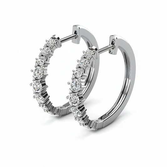 Huggie Hoop White Gold Plated Earrings embellished with Swarovski® Crystal
