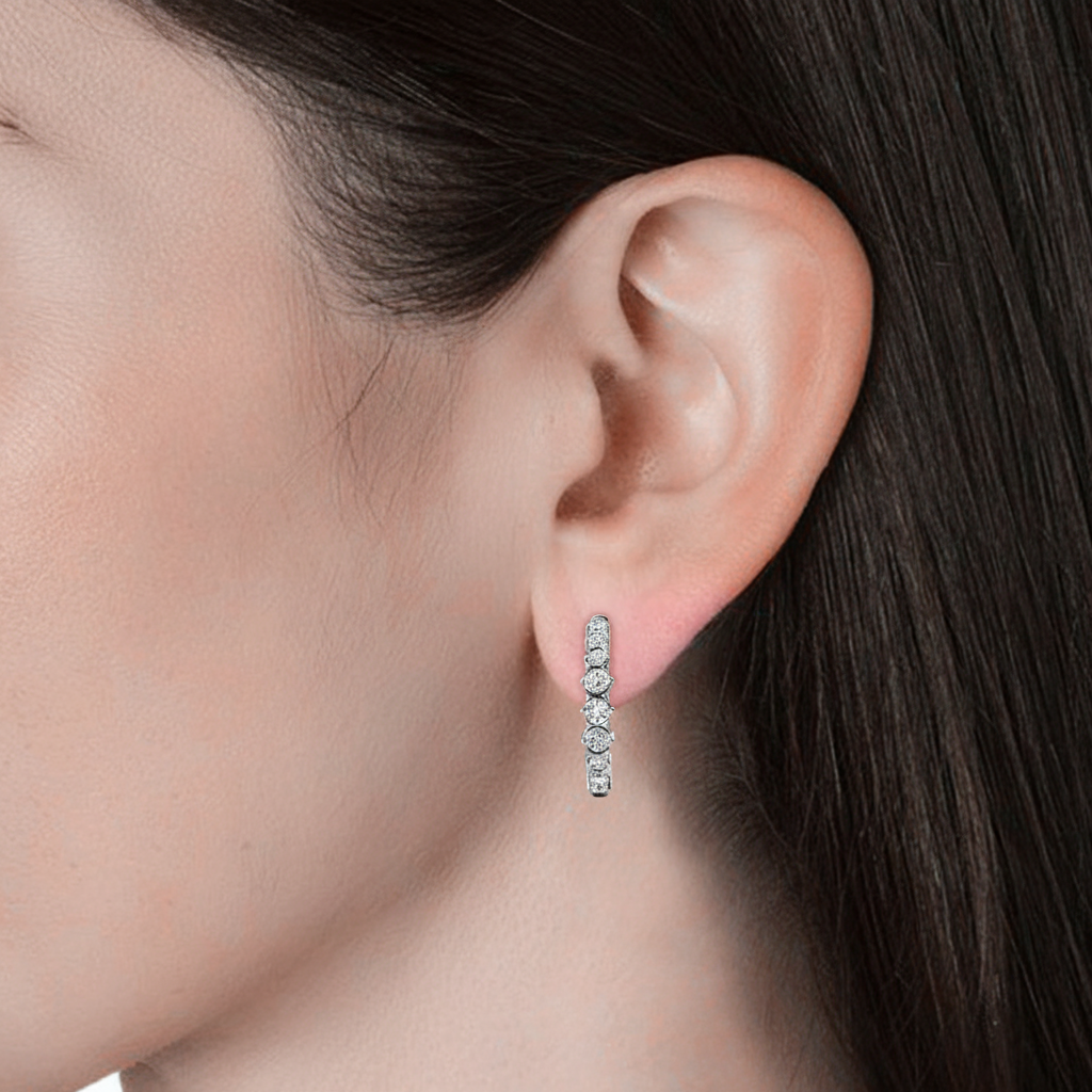 Huggie Hoop White Gold Plated Earrings embellished with Swarovski® Crystal