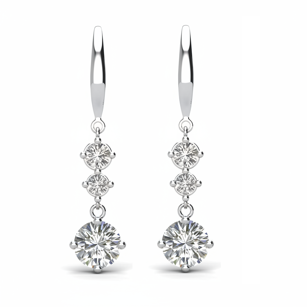 Tri Dangling Hook Crystal Drop Earrings with Crystals from Swarovski