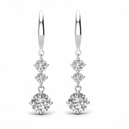 Tri Dangling Hook Crystal Drop Earrings with Crystals from Swarovski