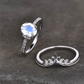 Classic Oval Moonstone Engagement Twin Set Ring