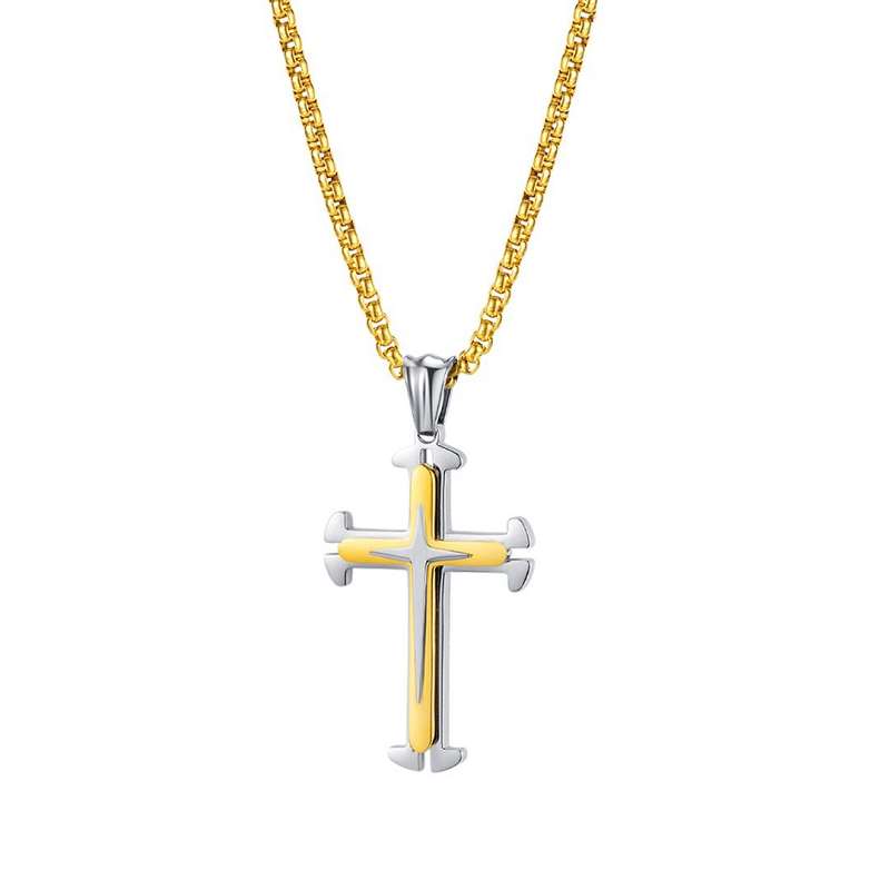 Two Tone Cross Necklace