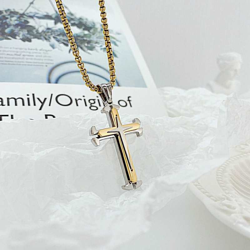Two Tone Cross Necklace