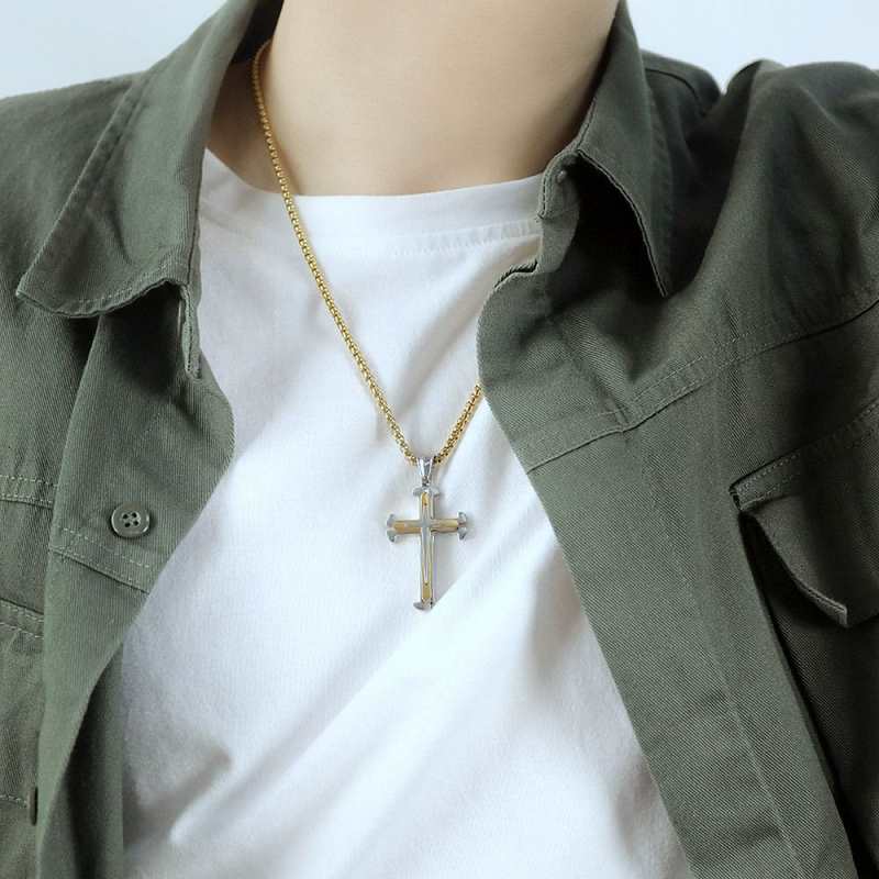 Two Tone Cross Necklace