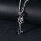 Key Skull Necklace in Stainless Steel