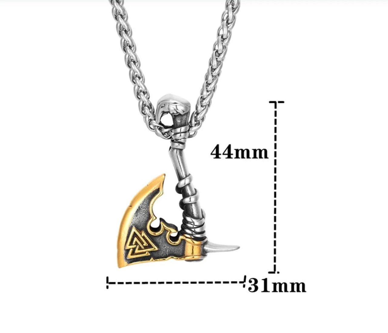 Nordic Viking Axe Necklace- Gold