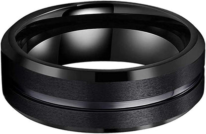 Black Channel Tungsten Carbide Ring