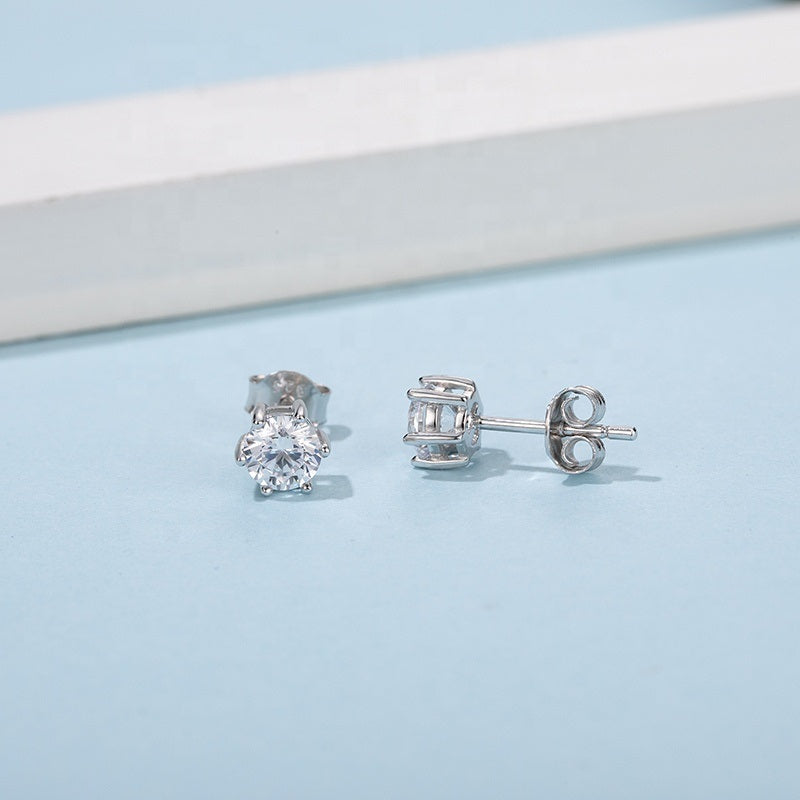 1.0Ct Moissanite Solitaire Earrings in 9ct Gold