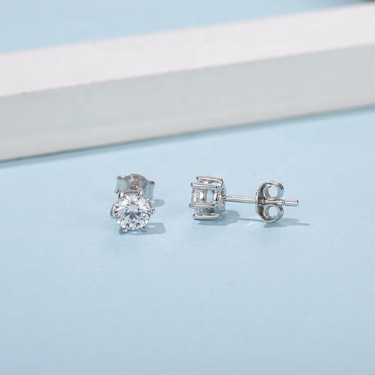 1.0Ct Moissanite Solitaire Earrings in 9ct Gold