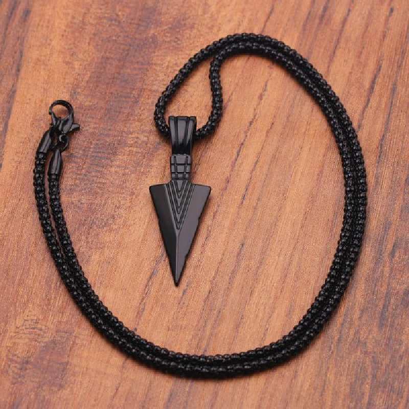 Arrowhead Pendant Necklace- Black
