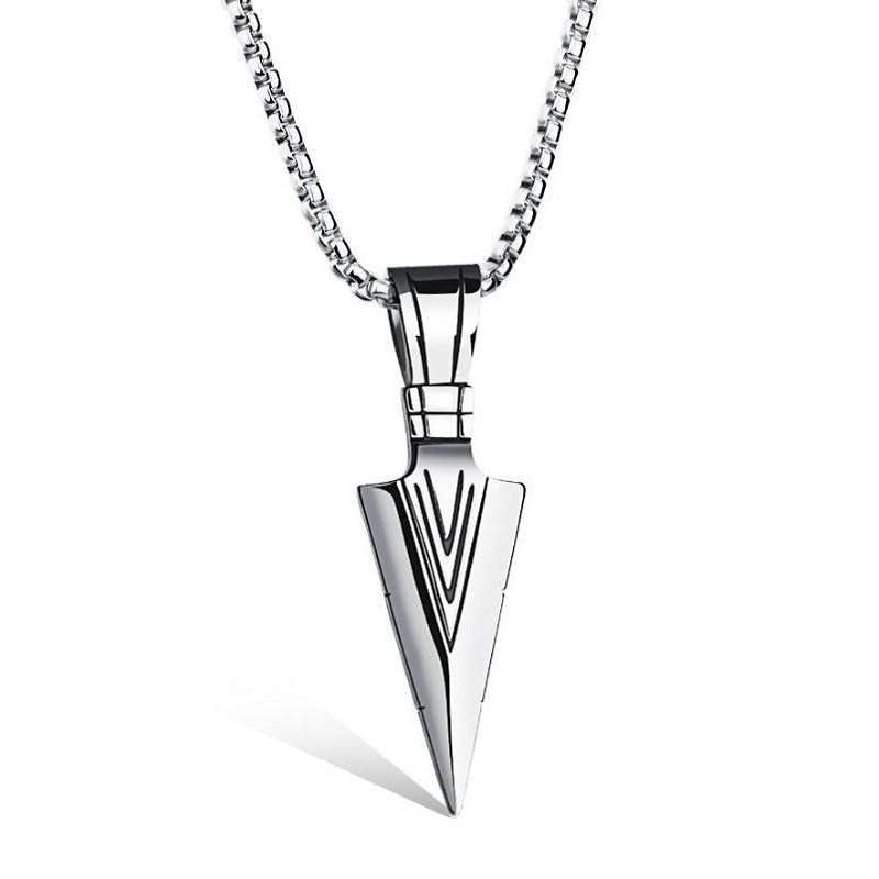 Arrowhead Pendant Necklace- Silver