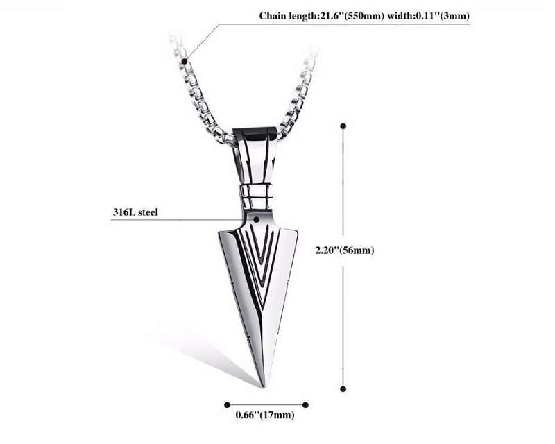Arrowhead Pendant Necklace- Silver