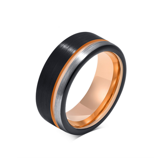 Rose Gold Groove Tungsten Carbide Ring