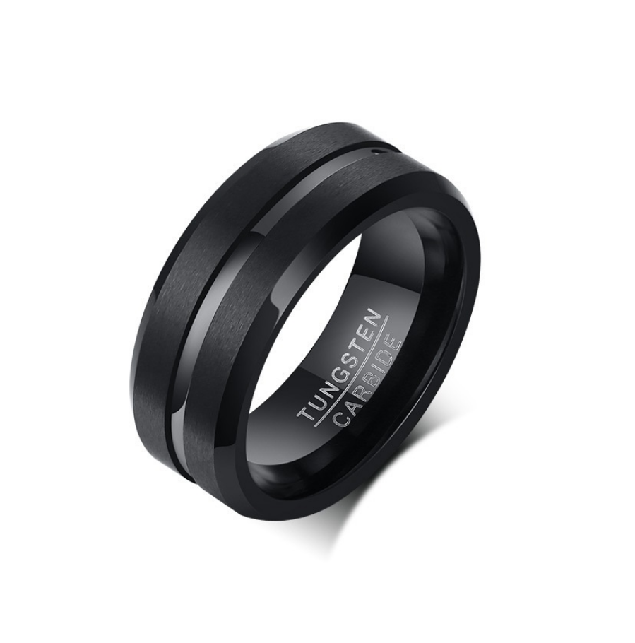 Black Channel Tungsten Carbide Ring