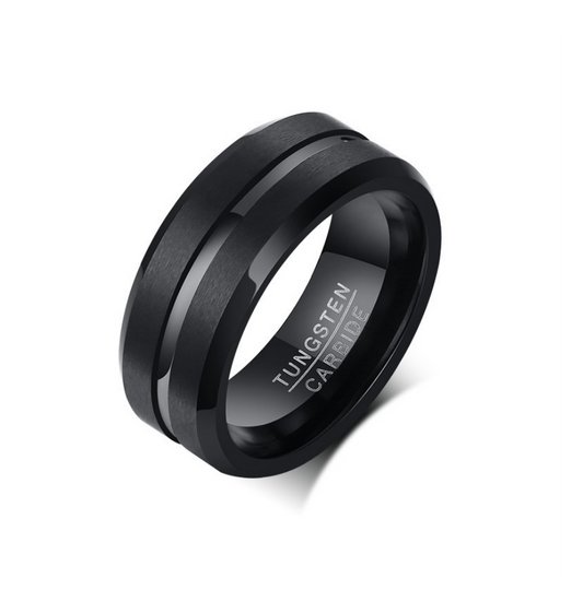 Black Channel Tungsten Carbide Ring