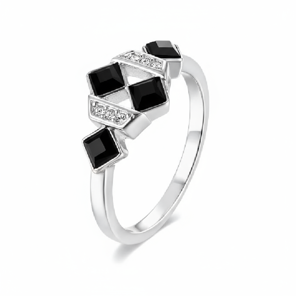 Dhia Black Square RingThe Dhia Black Square Ring is crafted with Sterling Silver and embellished with dazzling Swarovski crystals, the perfect combination of elegance and opulence. The deRingsDJ002Dhia JewelleryDhia Black Square Ring