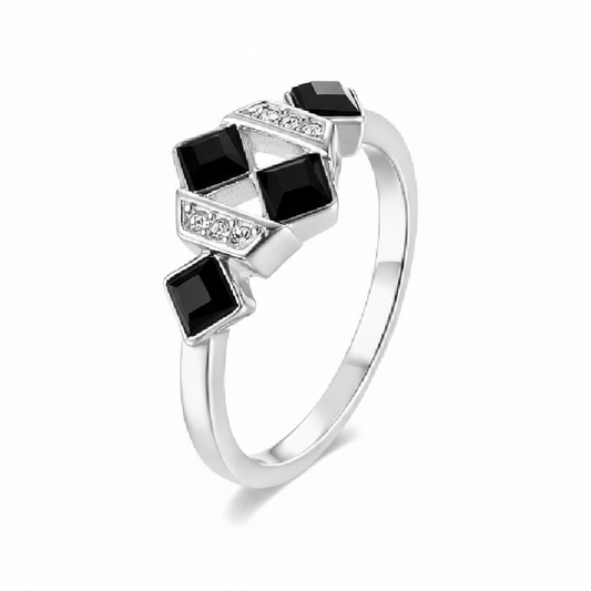 Dhia Black Square RingThe Dhia Black Square Ring is crafted with Sterling Silver and embellished with dazzling Swarovski crystals, the perfect combination of elegance and opulence. The deRingsDJ002Dhia JewelleryDhia Black Square Ring