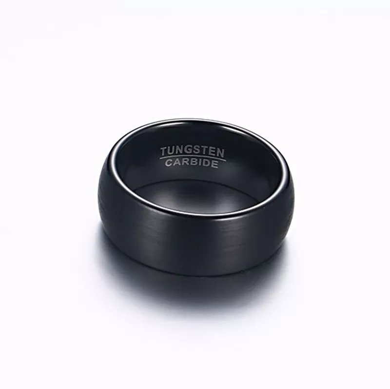 Domed Tungsten Carbide Ring in Full Black