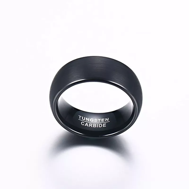 Domed Tungsten Carbide Ring in Full Black