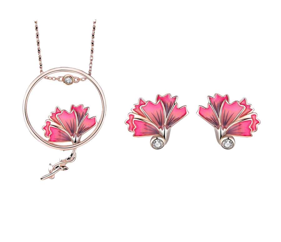 Carnation Drop Necklace And Earring Set