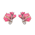 Elegant Carnation Stud Earrings in sterling silver with rose gold & Swarovski Zirconia. A timeless floral design, perfect for every occasion.