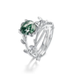 Floral Leaf Natural Moss Agate Adjustable Twin Ring Set
