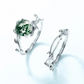 Floral Leaf Natural Moss Agate Adjustable Twin Ring Set