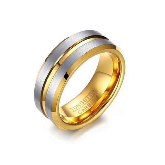 Gold Channel Tungsten Carbide Rings