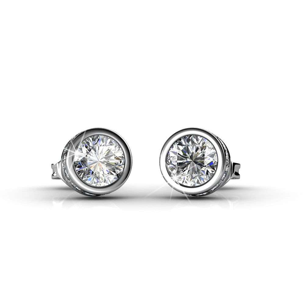 Glamour Classic Stud Earrings- Clear White