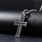 Black Stone Cross in Stainless Steel