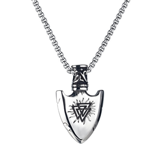 Valknut Arrow Head NecklaceThis Valknut Arrow Head Necklace is crafted from stainless steel, making it highly durable and resistant to corrosion. The intricate design and sophisticated look maNecklacesAD004Dhia JewelleryValknut Arrow Head Necklace