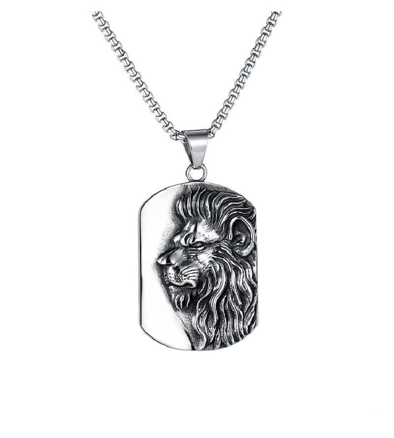 Lion Dog Tag Necklace