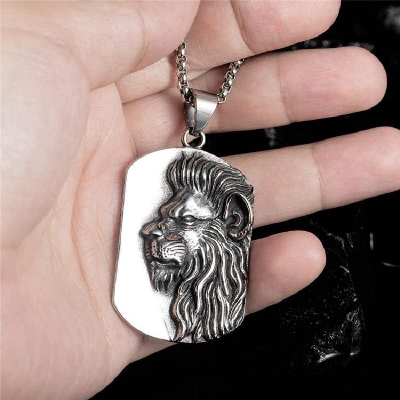 Lion Dog Tag Necklace