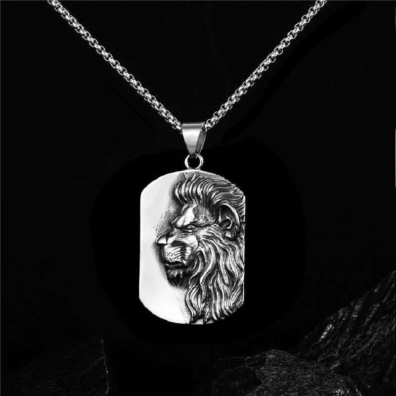 Lion Dog Tag Necklace