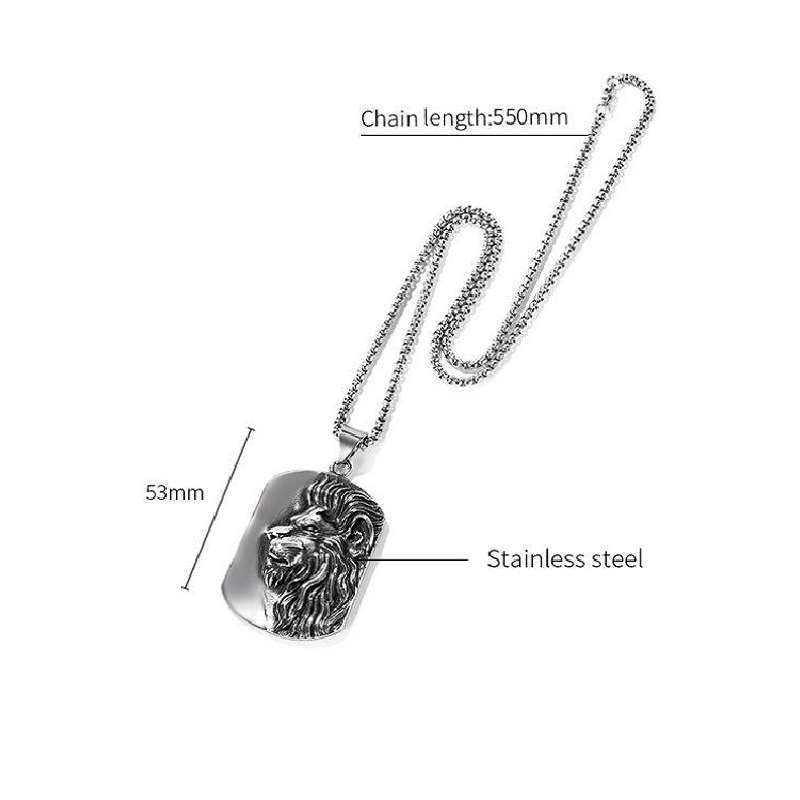 Lion Dog Tag Necklace