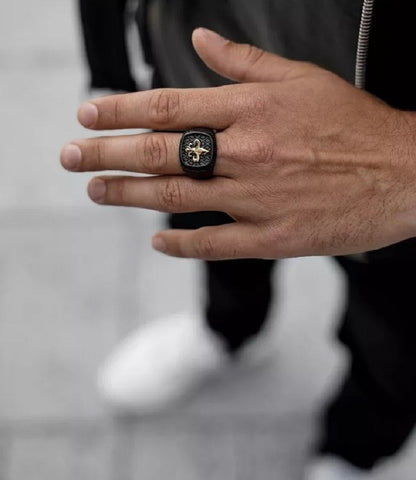 Fleur-De-Lis Stainless Steel Ring - Black