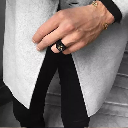 Fleur-De-Lis Stainless Steel Ring - Black