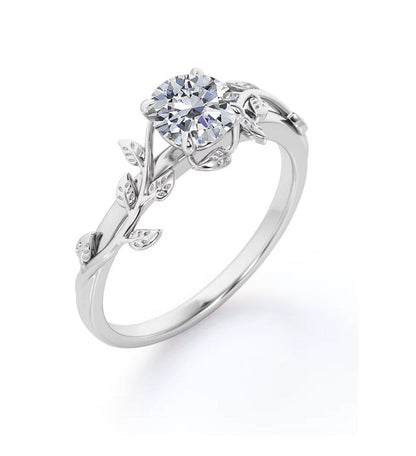 0.80ct Moissanite Leaf Rings in S925 Silver