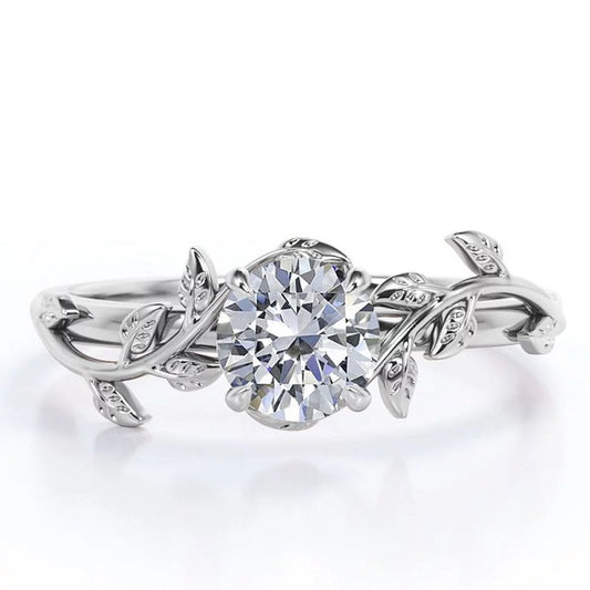 0.80ct Moissanite Leaf Rings in S925 Silver