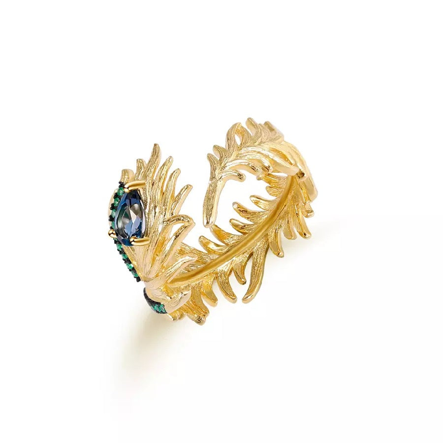 Feather Natural Blue Topaz Ring