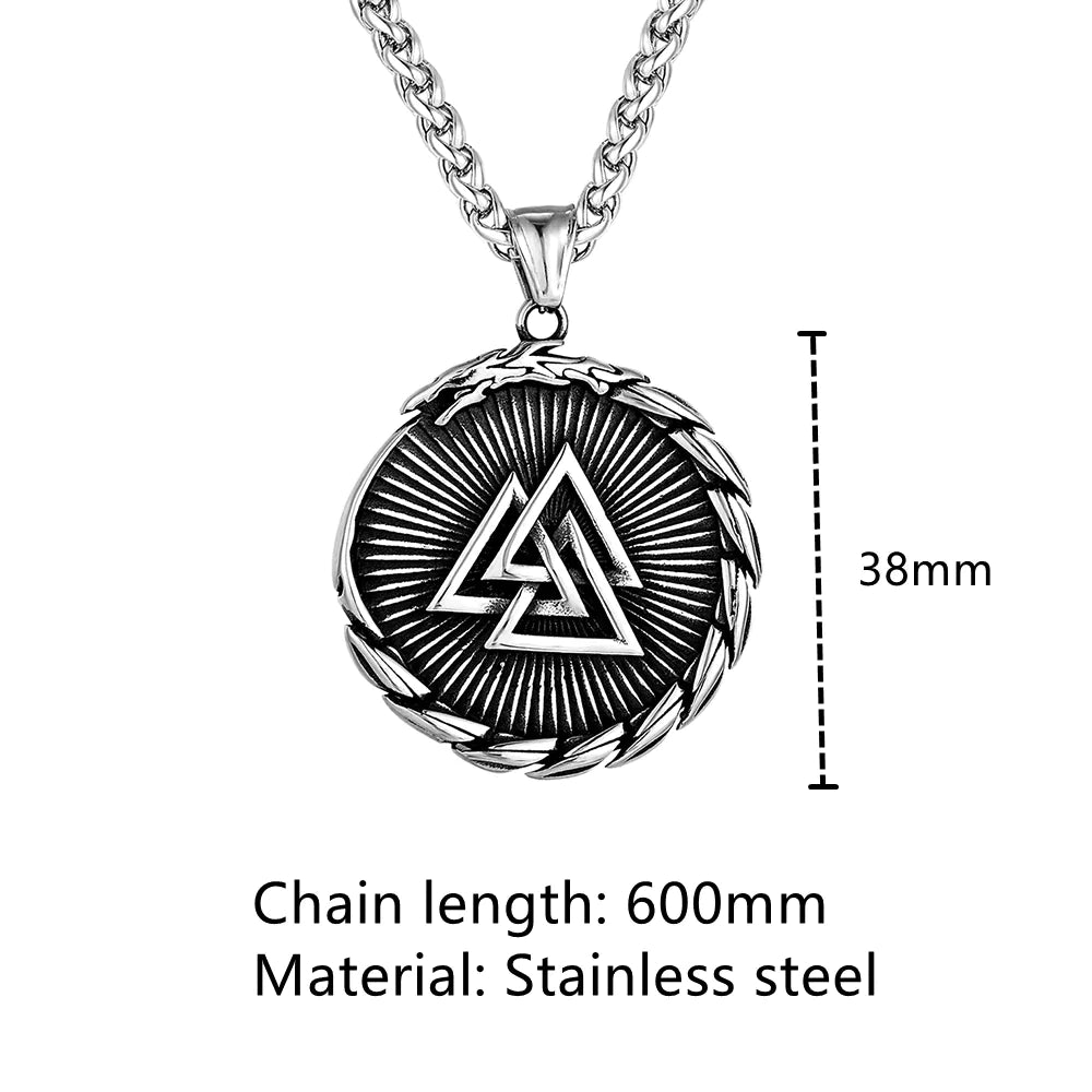 Nordic Valknut Vegvisir Necklace - Silver
