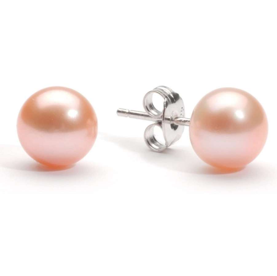 Freshwater Button Pearls - Orange Pink