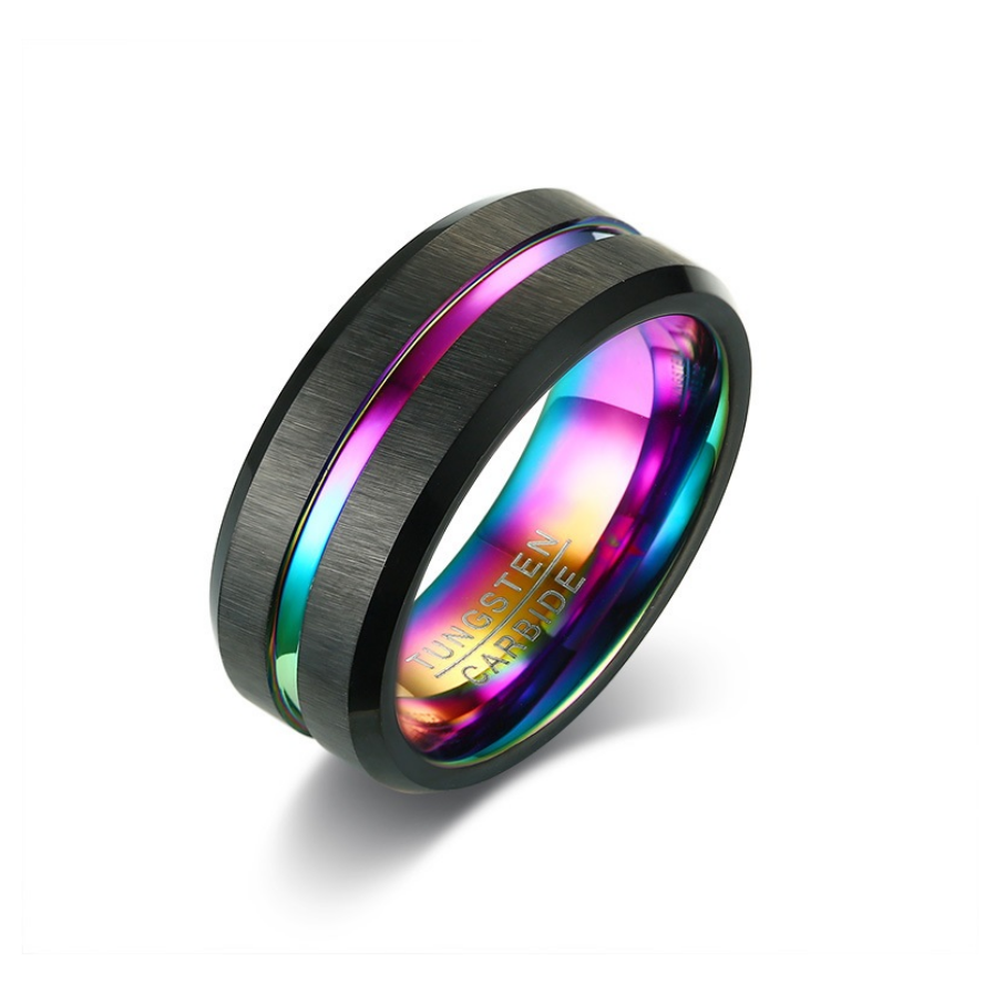 Rainbow Channel Tungsten Carbide Ring