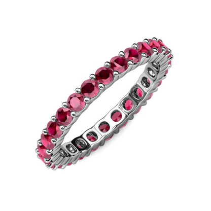S925 Eternity Bands in Ruby Red