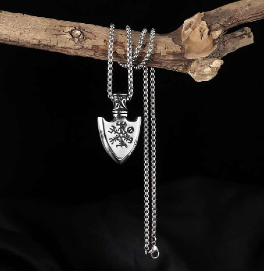 Valknut Arrow Head NecklaceThis Valknut Arrow Head Necklace is crafted from stainless steel, making it highly durable and resistant to corrosion. The intricate design and sophisticated look maNecklacesAD004Dhia JewelleryValknut Arrow Head Necklace